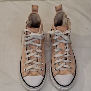 Converse Kids High Top Platform Sneakers in Peach and White. Great Condition.
